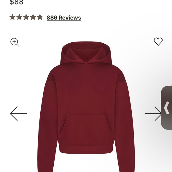 SKIMS Cotton Fleece Classic Hoodie in the color Brick - Picture 2 of 4